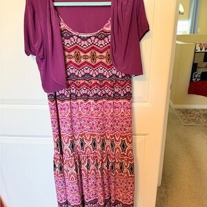 Danny & Nicole Purple and Pink Maxi Dress